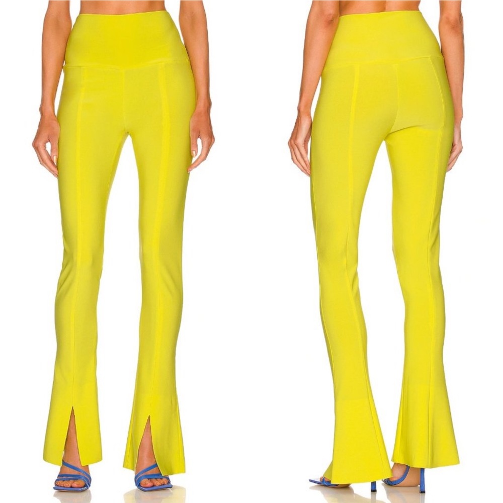 Norma Kamali Bright Yellow Flared Leggings